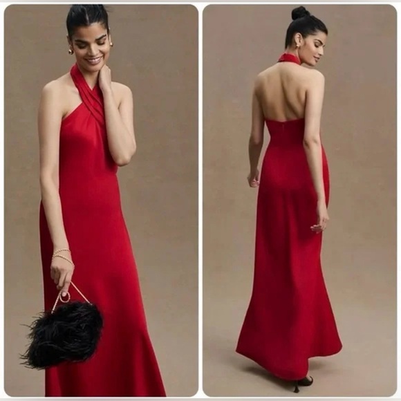 BHLDN Anthropologie Maxi Red Halter Dress with tags - Picture 2 of 2